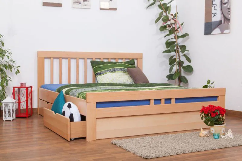 Bett Buche 180 x 200 cm Natur Abbildung