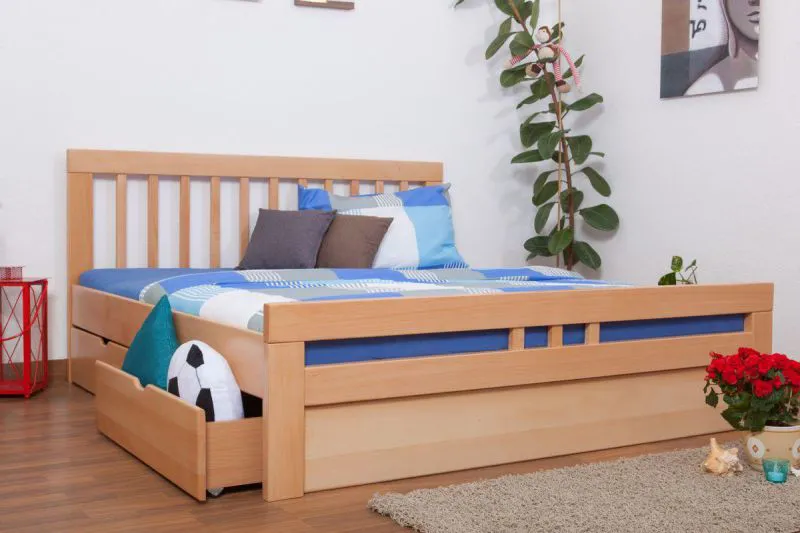 Holzbett 180 x 200 cm Buche massiv Natur Abbildung