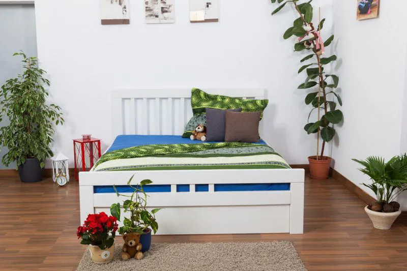 Buche Schubladenbett 160 x 200 cm Weiß Abbildung
