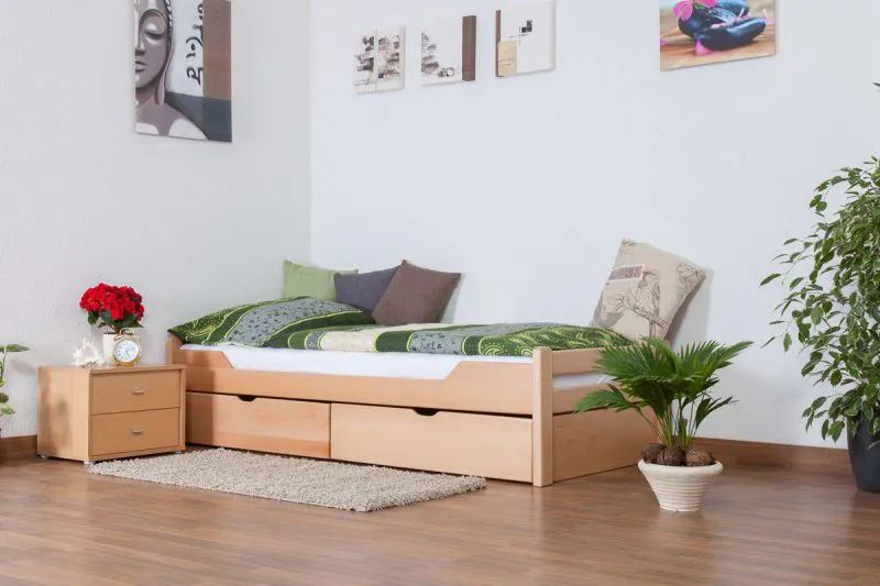 Bettgestell Schubladenbett Buche 90 x 200 cm Natur Abbildung