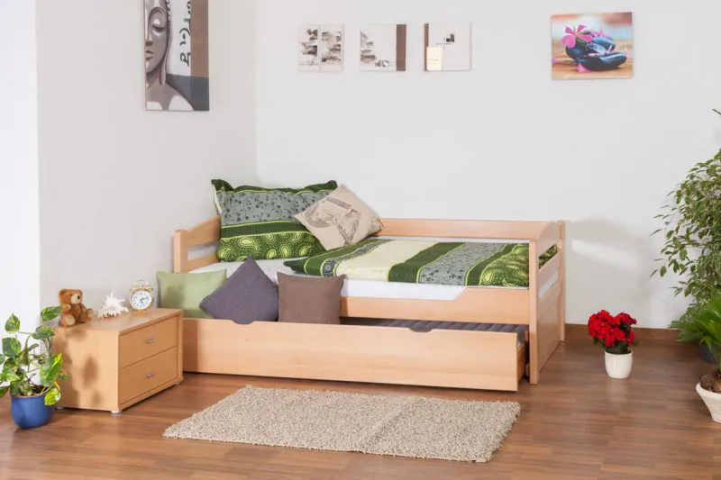 Buche Stauraumbett 90 x 200 cm Natur Abbildung