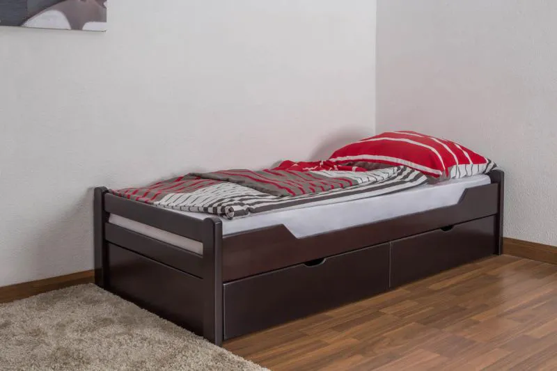 Stauraumbett 90 x 200 cm Buche Schokobraun mit Lattenrost Abbildung