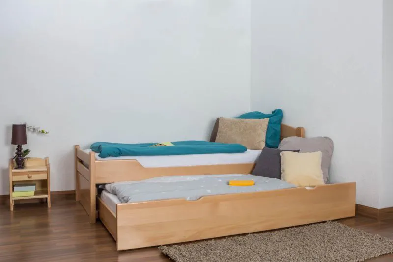Buche Stauraumbett 90 x 200 cm Natur Abbildung
