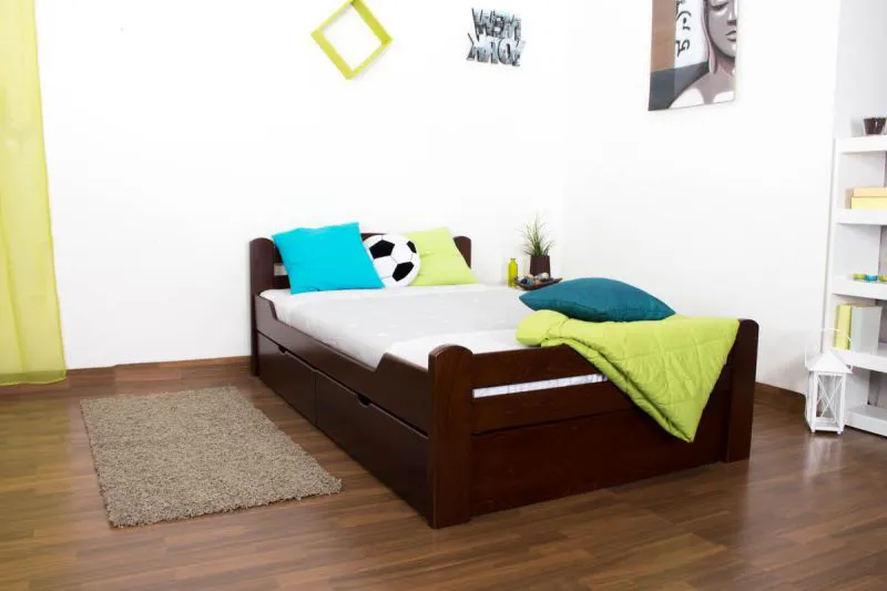 Holzbett 120 x 200 cm Buche massiv Dunkelbraun Abbildung