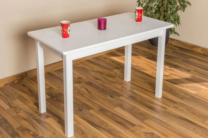Küchentisch 60x120 cm Kiefer massiv, Farbe: Weiß Abbildung