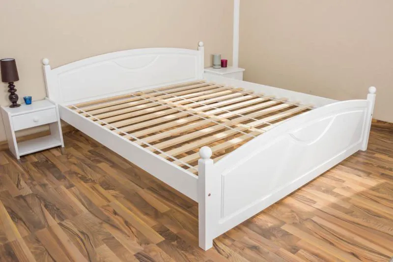 Bett Kiefer 180 x 200 cm Weiß Abbildung