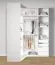 Offener Eckkleiderschrank | 4 Schubladen | 10 Fächer | Farbe: Weiß | 2 Kleiderstangen | 5 Holzeinlegeböden | Maße: 108,5 x 55 x 234 cm | für Schlafzimmer
