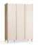 Drehtürenschrank / Kleiderschrank | Farbe: Eiche / Beige | 1 Kleiderstange | 2 Schubladen | Maße: 140 x 60 x 204 cm | Soft-Close-Funktion | LED-Beleuchtung