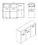 Sideboard / Kommode mit einer Schublade Brus 11, Farbe: Weiß / Beton, drei Türen, vier Fächer, ABS-Kanten, Maße: 80,5 x 119 x 33 cm, für Wohnzimmer