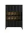 Kommode | Lamellen Front | Farbe: Schwarz | 2 Drehtüren | offene Kommode | 4 Fächer | Maße: 60 x 34 x 87 cm | für den Vorraum oder Wohnzimmer
