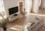 Wohnwand | inkl. Integrierter LED-Beleuchtung | Farbe: Clay Grau / Eiche Coast Evoke | Push-to-open Funktion | 300 x 45 x 160 cm | geriffelte Front | langes TV-Board