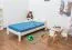 Kinderbett / Jugendbett Kiefer Vollholz massiv weiß lackiert A10, inkl. Lattenrost - Abmessung 90 x 200 cm