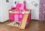 Kinderbett Hochbett Georg mit Rutsche Buche Vollholz massiv natur inkl. Rollrost - 90 x 200 cm