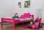 Einzelbett/ Gästebett "Easy Premium Line" K4, 120 x 200 cm Buche Vollholz massiv rosa lackiert