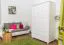 Kleiderschrank Kiefer Vollholz massiv weiß lackiert 017 - Abmessung 190 x 120 x 60 cm (H x B x T)