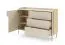 Kommode | Farbe: Eiche Mavelie / Macadamia | 1 Drehtür | 3 Schubladen | 143 x 42 x 95 cm | Push-to-open Funktion | Metallbeine | für Wohnzimmer