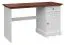 Schreibtisch Gyronde 31, Kiefer massiv Vollholz, Farbe: Weiß / Walnuss - 77 x 130 x 53 cm (H x B x T)