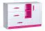 Kinderzimmer - Kommode Frank 07, Farbe: Weiß / Rosa - 83 x 130 x 40 cm (H x B x T)