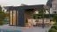 Gartenhaus | Anthrazit | Poolhaus | Schleppdach | Elementbauweise | 4,49 x 2,34 Meter | inkl. Fußboden | Sonnenfreude 01 | Flachdach | Fenster aus Sicherheitsglas