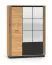 Stylischer Kleiderschrank Dagali 02, Farbe: Eiche / Schwarz, Maße: 210 x 150 x 58 cm, modernes und einfaches Design, Soft-Close-System, fünf Fächer, für Schlafzimmer
