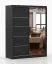 Schiebetürenschrank / Kleiderschrank | Spiegel | 200 x 150 x 61 cm | Schwarz | Bucegi  32 | 2 Türen | 6 Fächer | Griffe: Aluminium | Kleiderstange