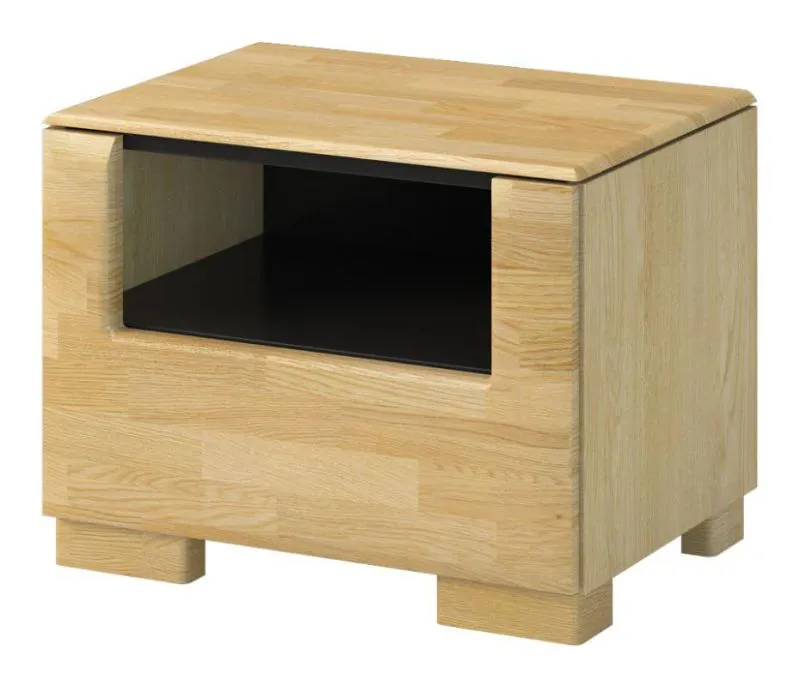 Nachtkommode Eiche / Schwarz 44x50x35 (HxBxT) MDF Abbildung
