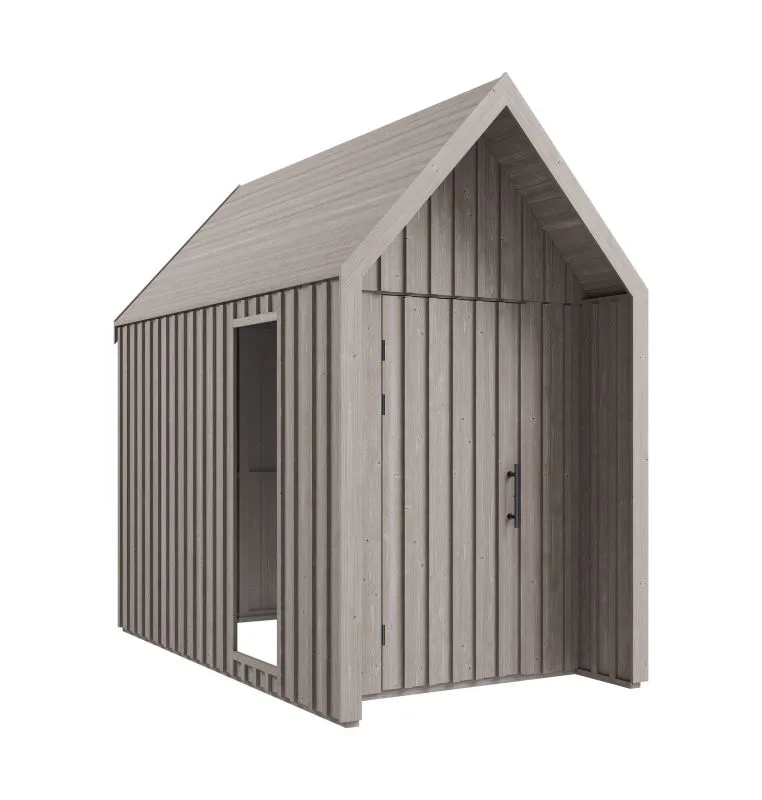 Gartenschuppen | 1 Raumhohes Fenster | Grau-Beige | Grundfläche: 4,50 m² | Skandinavischer Style | Satteldach | Außenmaße: 162,4 x 207,7 cm | Malmö 10