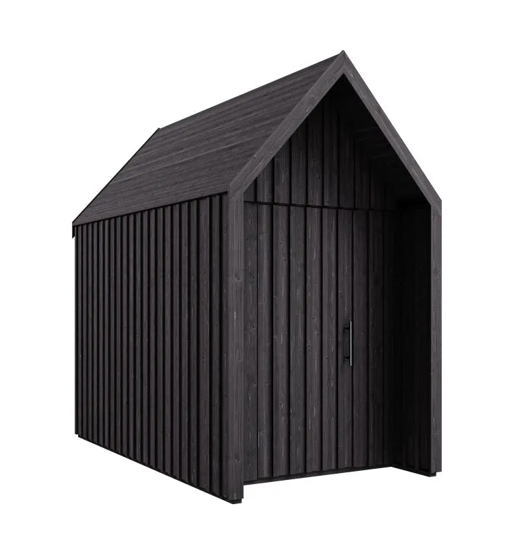 Gartenhütte im skandinavischen Design | Schwarz | Grundfläche: 4,50 m² | Satteldach | Fichtenholz | Außenmaße: 162,4 x 207,7 cm | Malmö 01