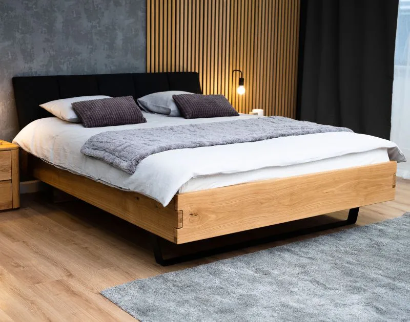 Doppelbett Ordino 04 Eiche massiv geölt - Liegefläche: 180 x 200 cm (B x L)