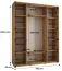 Schiebetürenschrank Tharo in Weiß/Eiche, auch für Wohnzimmer geeignet, Anti Staubbürsten, Metallgriff in schwarz, 235,2 x 190 x 45 cm, robust