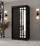 Schiebetürenschrank / Kleiderschrank | Schwarz Matt | 100 x 62 x 200 cm | schmal | 1 Spiegeltür | moderne Details | 2 Kleiderstangen | 5 Fächer