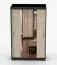 Kleiderschrank / Schiebetürenschrank | Sonoma Eiche / Schwarz | Rudawy 12 | mit Spiegel | 2 Türen | 200 x 120 x 61 cm | 6 Fächer | Kleiderstange