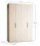 Falttür / Kleiderschrank | Farbe: Weiß / Eiche | 2 Türen | inkl. LED-Beleuchtung mit Bewegungssenor | 160 x 60 x 240 cm | Griffe: Schwarz | Soft-Close