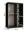 Schiebetürenschrank / Kleiderschrank | Schwarz Matt | 120 x 62 x 200 cm | Moderne Details | 5 Fächer | 2 Kleiderstangen | elegante Ausführung
