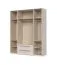 Kleiderschrank mit zwei Schubladen Neiafu 12, vier Türen, Farbe: Kaschmir, Maße: 224 x 182 x 56 cm, drei Kleiderstangen, Soft-Close-Funktion