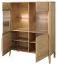 Vitrine Gorica 04 mit LED-Beleuchtung, in Eiche Gold, Soft Close System, 140 x 111 x 45 cm, teilmassiv, Antisol-Glas Bronze