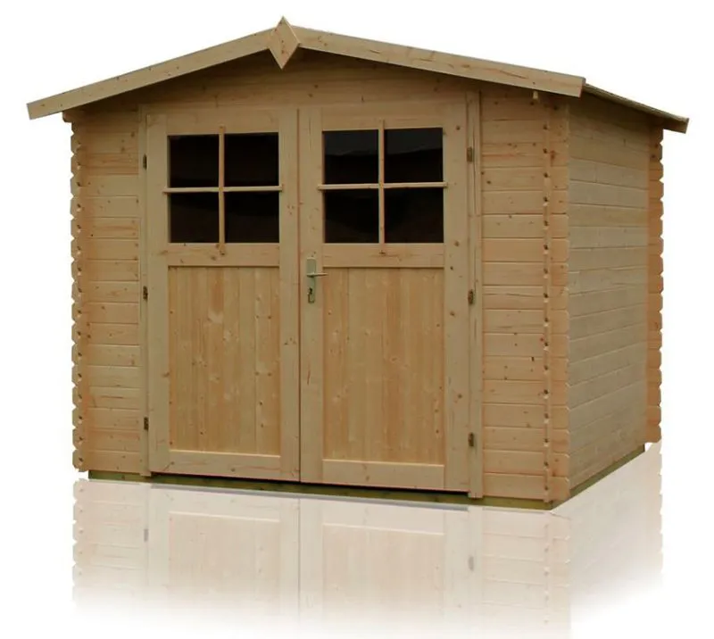 Gartenhaus 2,4 x 2,9 Meter (inkl. Dach) | Naturbelassen | Satteldach | 28 mm Blockbohlen Abbildung