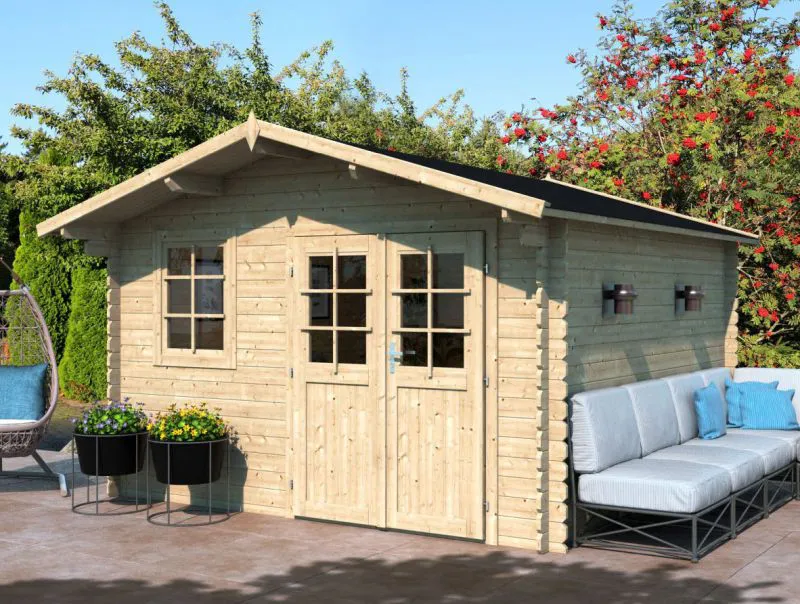 Gartenhaus Gartenfreude 11 - 28 mm Blockbohlenhaus, Grundfläche: 12,11 m², Satteldach
