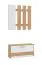 Garderobe mit Schuhschrank Galabu 01, Farbe: Eiche Artisan / Weiß, eine Kipptür, ABS-Kantenschutz, Spiegel, Maße: 202 x 91,5 x 28 cm, sechs Haken