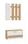 Garderobe mit Schuhschrank Galabu 01, Farbe: Eiche Artisan / Weiß, eine Kipptür, ABS-Kantenschutz, Spiegel, Maße: 202 x 91,5 x 28 cm, sechs Haken