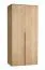 Kleiderschrank | 2 Türen | Soft-Close Funktion | integrierte LED-Beleuchtung | 2 Kleiderstangen | 7 Fächer | 103 x 60 x 223 cm | lange Griffe aus Eichenholz