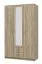 Kleiderschrank / Drehtürenschrank mit einer Spiegeltür Kovin 05, 1,2 Meter breit, Farbe: Eiche Grau, zwei Schubladen, Maße: 205 x 120 x 52 cm, eine Kleiderstange