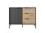 Schmale Kommode mit Soft-Close-System Fouchana 11, Farbe: Schwarz / Eiche Artisan - Abmessungen: 81 x 103 x 39,5 cm (H x B x T), mit drei Schubladen