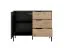 Schmale Kommode mit Soft-Close-System Fouchana 11, Farbe: Schwarz / Eiche Artisan - Abmessungen: 81 x 103 x 39,5 cm (H x B x T), mit drei Schubladen