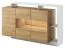 Kommode Gafsa 02, Farbe: Weiß / Eiche - 94 x 155 x 30/44 (H x B x T)
