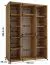 Kleiderschrank Mina mit Schiebetüren und Spiegel, Eiche/Schwarz, viel Stauraum, auch für Wohnzimmer geeignet, Anti Staubbürsten, 235,2 x 180 x 60 cm