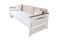 Jugendbett / Tagesbett massiv Hermann 01, Liegefläche 90 x 200 cm, inkl. Lattenrost und beige Kissen, Weiß gebleicht / Grau, stabil