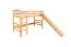 Hochbett mit Rutsche 80 x 200 cm, Buche Massivholz Natur lackiert, umbaubar in ein Einzelbett, "Easy Premium Line" K30/n