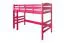 Hochbett 90 x 190 cm für Erwachsene, "Easy Premium Line" K22/n, Buche Massivholz rosa lackiert, teilbar