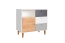 Jugendzimmer - Kommode Syrina 03, Farbe: Weiß / Grau / Eiche - Abmessungen: 97 x 104 x 55 cm (H x B x T)